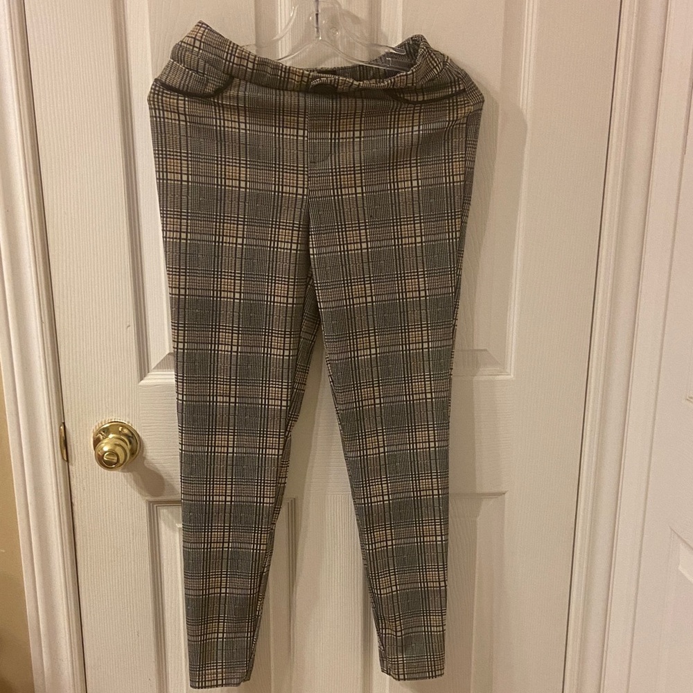 Plaid High-Waisted Pants